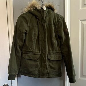 NWT Hollister WOMEN'S Heritage Collection Sherpa Jacket Coat Parka Hooded Green